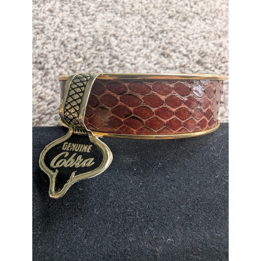 Gold Genuine Cobra‎ Wide Band Bracelet